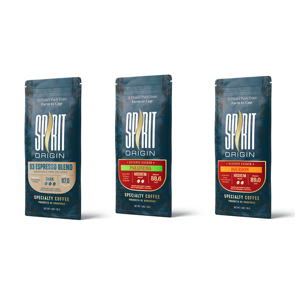 Honduras specialty coffee tasting trio gift set — Espresso Blend, Parainema and Bourbon by Spirit Origin Coffee