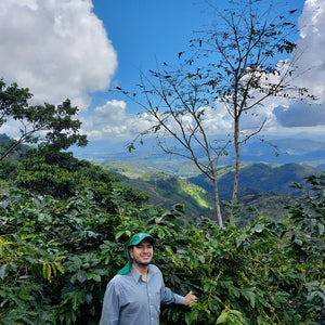Oscar Daniel Ramirez, producer and grower of our Espresso Blend coffee, at his farm.